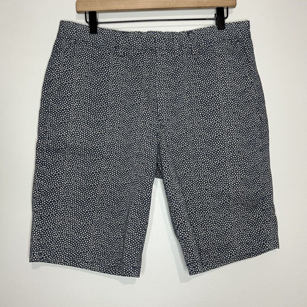 J. Crew Navy and White Patterned Men's Flat Front Shorts